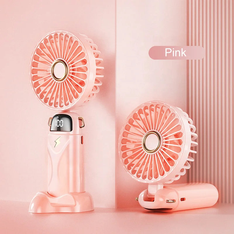 New Rechargeable Portable Hand Fan Mini USB Handheld Table Fan with Phone Holder Neck Fan