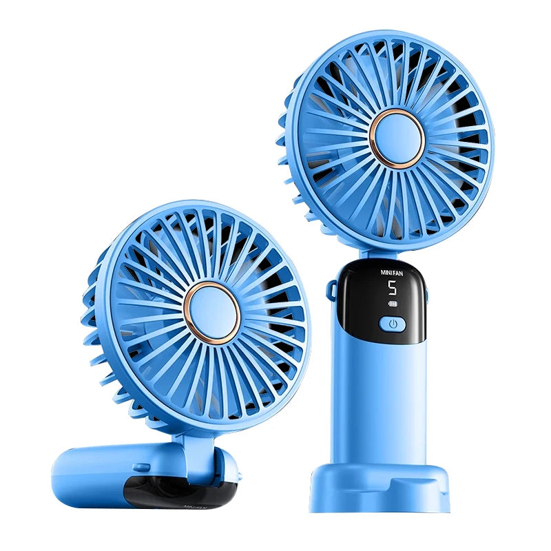 Small Air Cooling Fan Summer Mini Hand Fan 5 Speed Levels Handheld Rechargeable Portable Fan