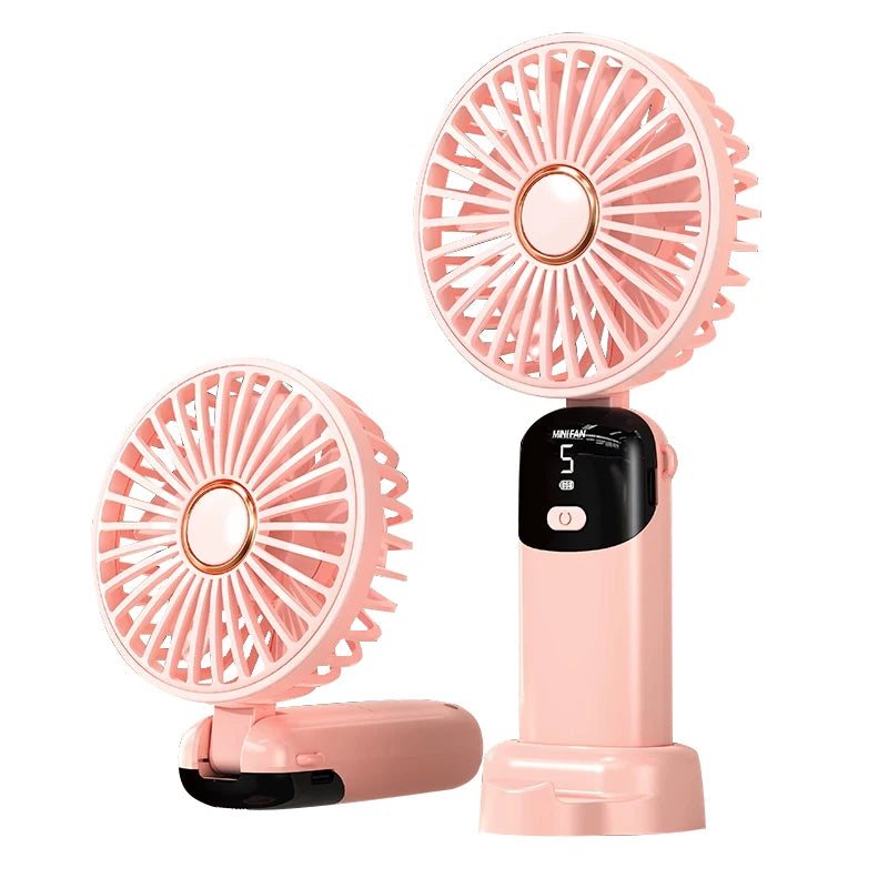 Small Air Cooling Fan Summer Mini Hand Fan 5 Speed Levels Handheld Rechargeable Portable Fan